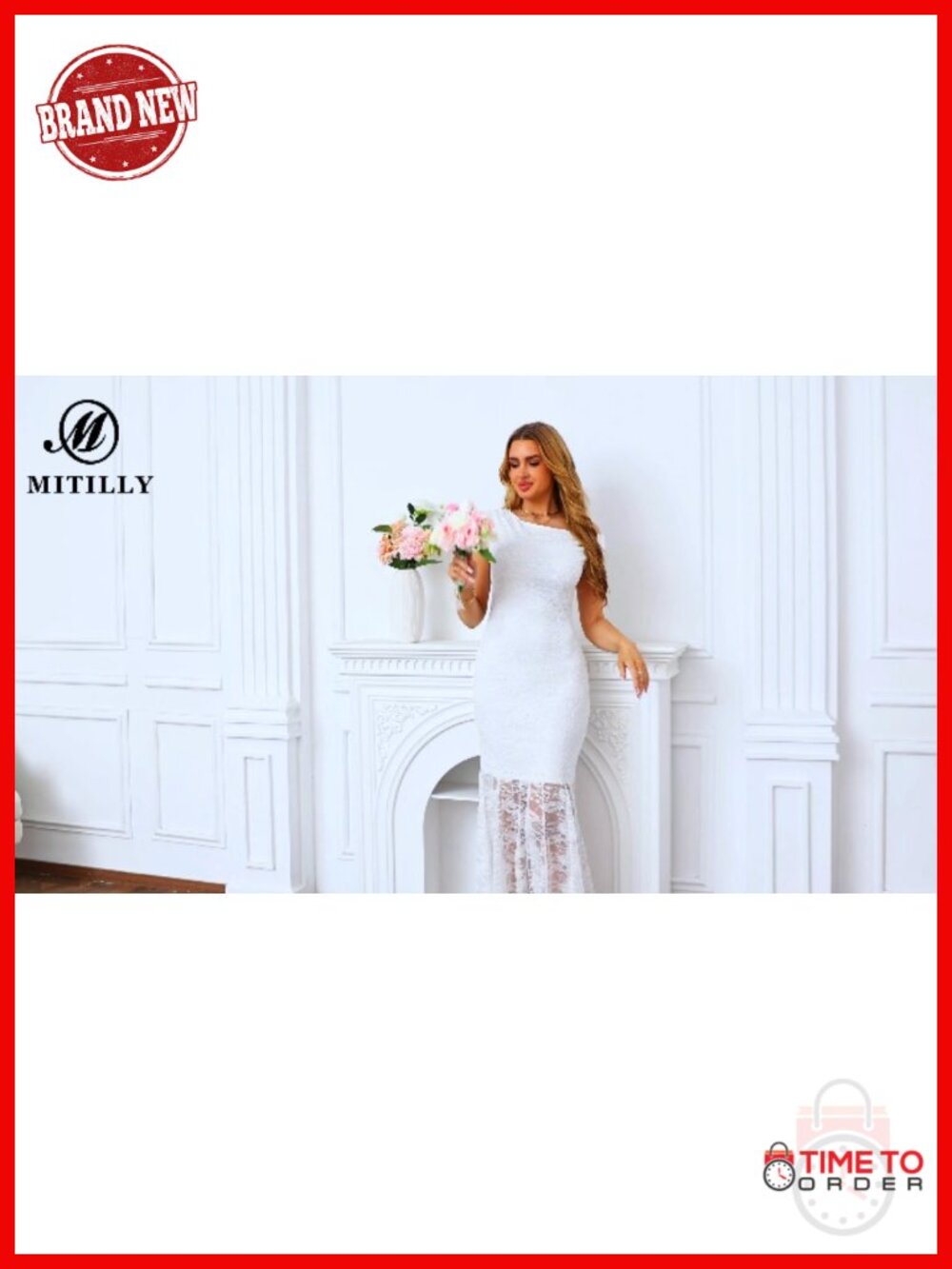 MITILLY Off Shoulder Bodycon Maxi Dress Lace Wedding Guest Cocktail - Picture 5 of 5